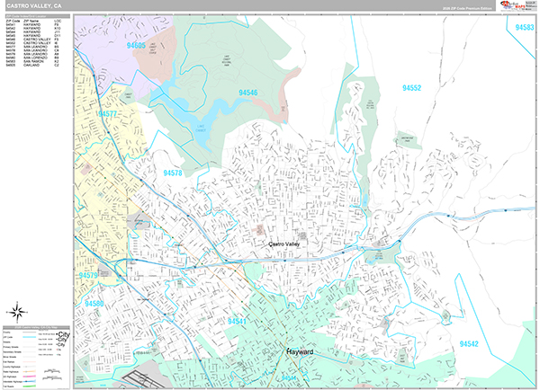Castro Valley Wall Map